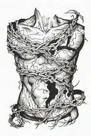 barbed wire wrapped around collar bone tearing through skin tattoo design idea