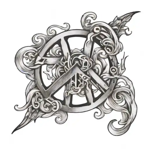 peace sign Gemini zodiac sign intertwined tattoo design idea