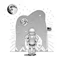 Dad with son walking to the moon tattoo design idea