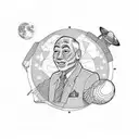 Dad with son walking to the moon tattoo design idea