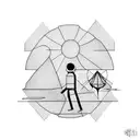 Dad with son walking to the moon tattoo design idea