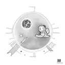 Dad with son walking to the moon tattoo design idea