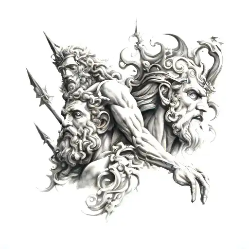 zeus y poseidon tattoo design idea