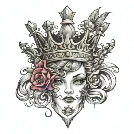 queens crown with a D tattoo design idea