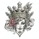 queens crown with a D tattoo design idea