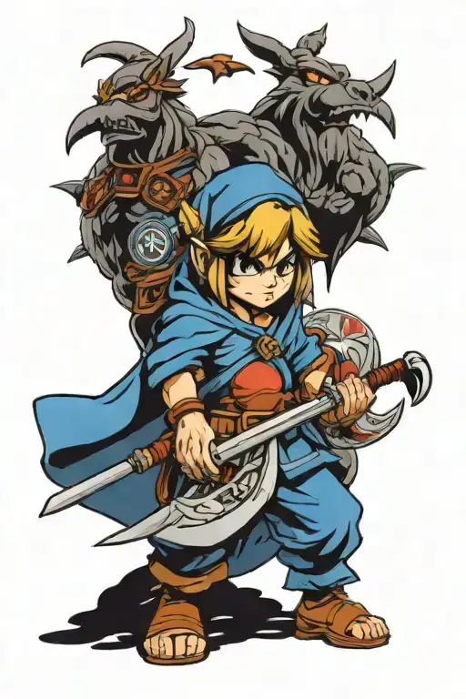 Link, Mario, 8 ball, Donkey Kong, Buster Sword, Gannondolf, Mega Man, Sith,  tattoo design idea