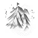 A broken mountain with a trail of music notes coming out tattoo design idea