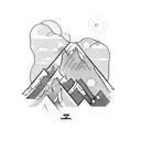 A broken mountain with a trail of music notes coming out tattoo design idea