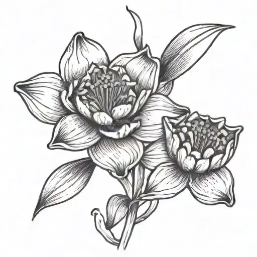 Daffodil Water lily Cosmos flower tattoo design idea