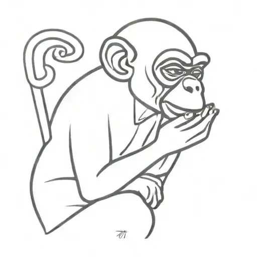 phantom of the opera monkey sitting tattoo design idea
