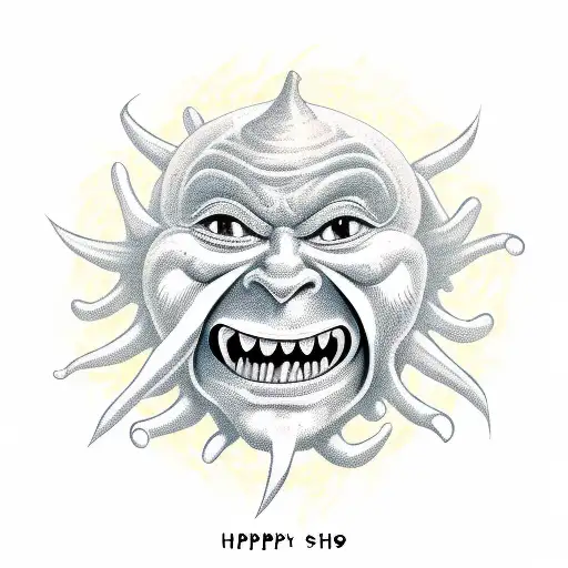 happy onion devil tattoo design idea