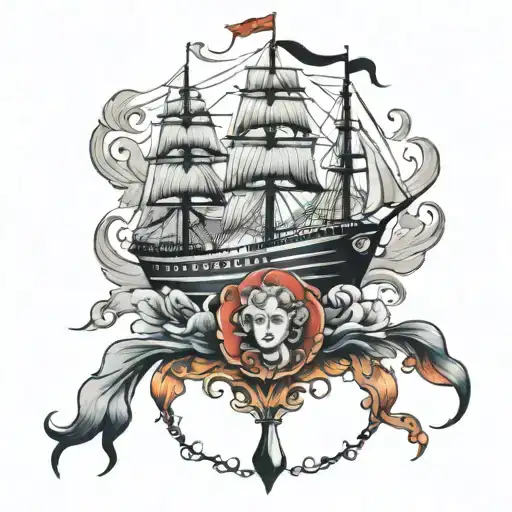 queen mary boat sailing tattoo design idea