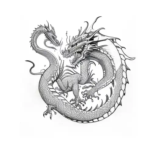 Dragon bitting its own tail tattoo design idea