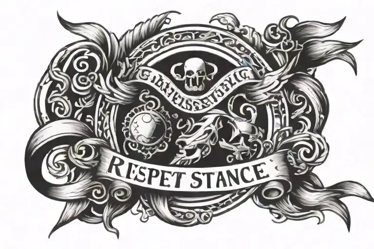 carry a message 'respect existance or expect resistance' in tattoo designed in form of band tattoo design idea