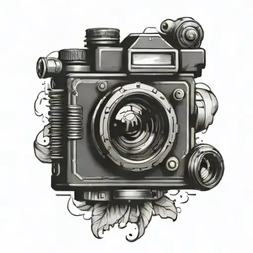camera lens transforming tattoo design idea