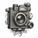 camera lens transforming tattoo design idea