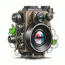 camera lens transforming tattoo design idea