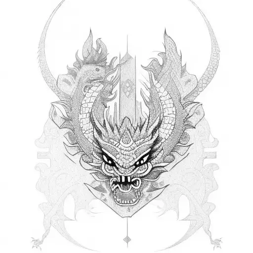 Aztec Chicano Dragon tattoo design idea