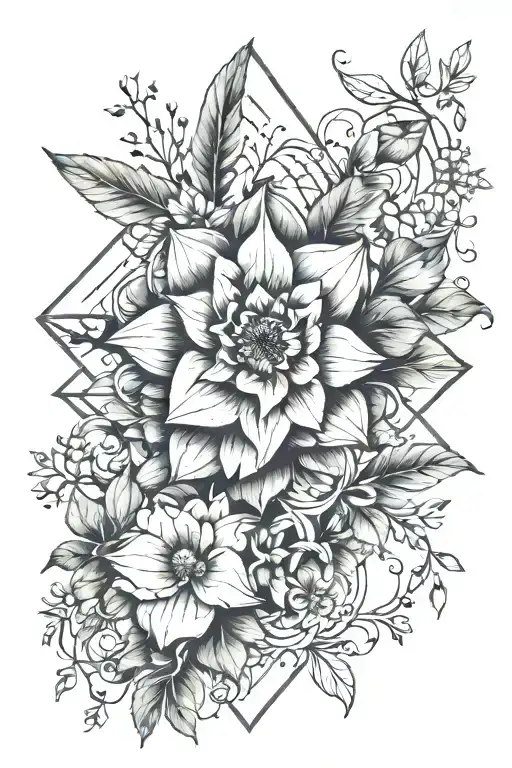 outdoor, nature, floral, geometric design incorporating tattoo design idea