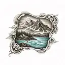 Oceans and mountains  tattoo design idea