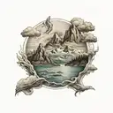 Oceans and mountains  tattoo design idea