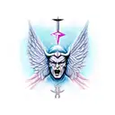 angel devil taurus tattoo design idea