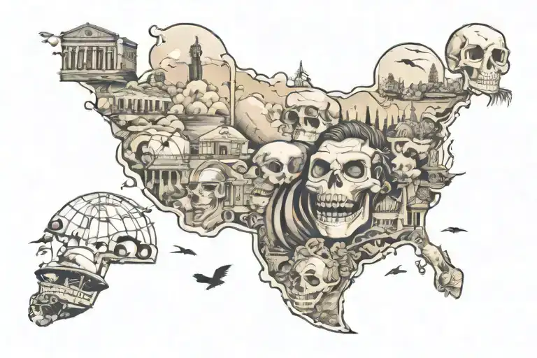 representing the vastly different faces of california, ie entertainment, hollywood,, landmarks, national parks, etc.  tattoo design idea