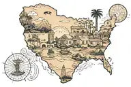 representing the vastly different faces of california, ie entertainment, hollywood,, landmarks, national parks, etc.  tattoo design idea
