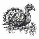 turkey chest and head emerging from chill creek manor  tattoo design idea