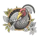 turkey chest and head emerging from chill creek manor  tattoo design idea