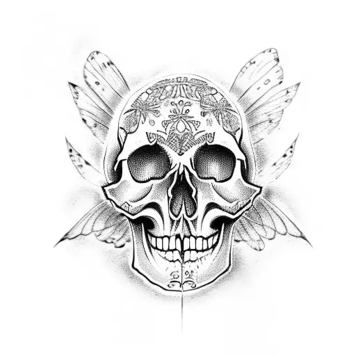 skull and fairy tattoo design idea