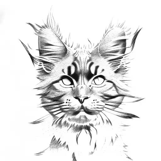 maine coon cat attack on titan tattoo design idea