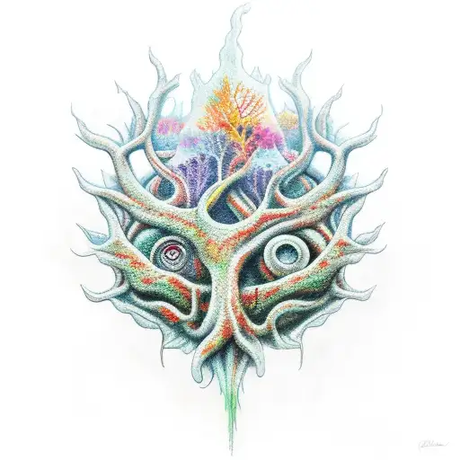 elder, leaf god tattoo design idea
