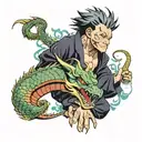 The character Suguru Geto from the anime Jujutsu Kaisen with his dragon tattoo design idea
