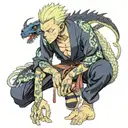 The character Suguru Geto from the anime Jujutsu Kaisen with his dragon tattoo design idea