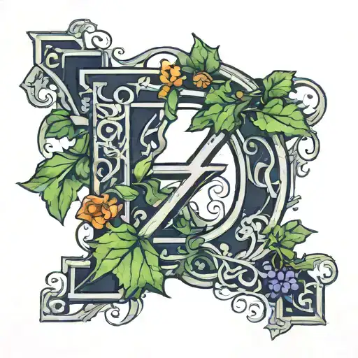 the letter Z with ivy leaves tattoo design idea