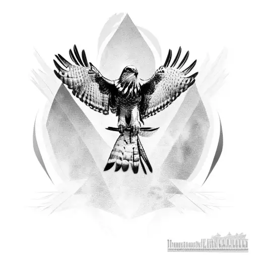 red tailed hawk full body tattoo design idea