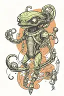 spaceshift with alien coming tattoo design idea