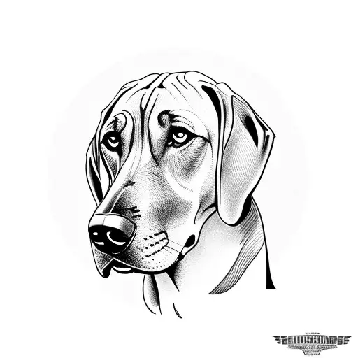 rhodesian ridgeback, sat down looking over the shoulder tattoo design idea