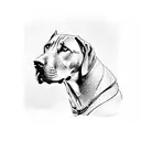 rhodesian ridgeback, line drawing, back and head tattoo design idea