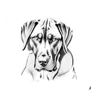 rhodesian ridgeback, line drawing, back and head tattoo design idea