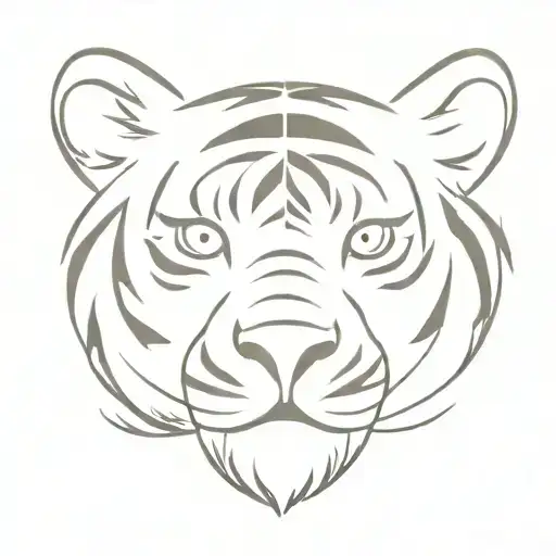 tiger face inside a tiger paw print tattoo design idea