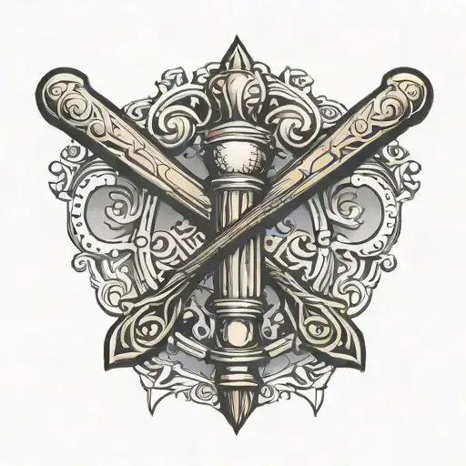 baseball bat cross  tattoo design idea