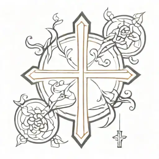 Create a tattoo template on a sheet of paper. The tattoo template should consist of a Taize cross that is not tattoo design idea