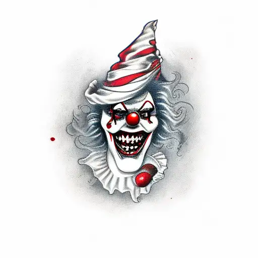 scary clown with blood and gore tattoo design idea