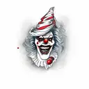 scary clown with blood and gore tattoo design idea