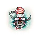 scary clown with blood and gore tattoo design idea