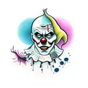 scary clown with blood and gore tattoo design idea