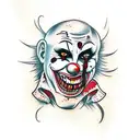 scary clown with blood and gore tattoo design idea