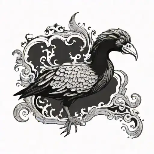 dodo bird rising from ashes tattoo design idea